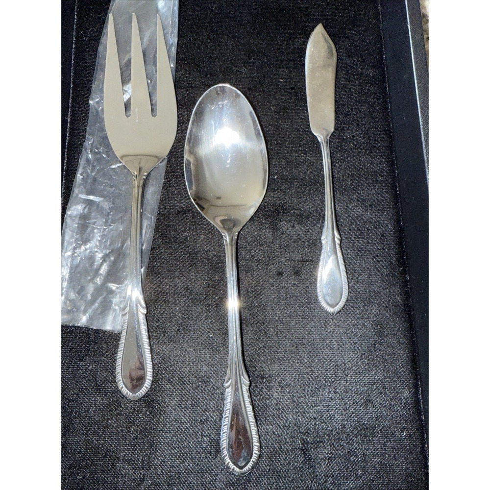 Farberware Stainless Breeze 3 Piece ServingSpoon Meat Knife Butter‎ Knife 5233